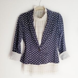 Exhilaration Navy polka dot Blazer/Jacket